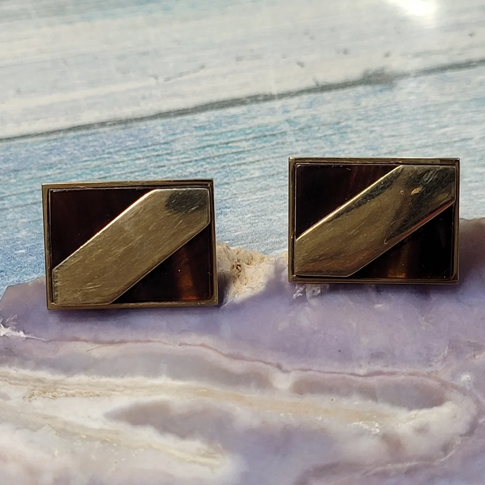 Swank Gold and Brown Cufflinks